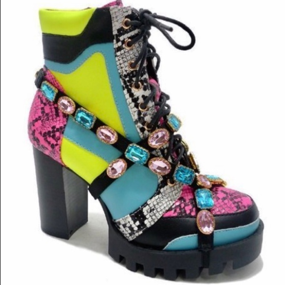 ‼️LAST PAIR‼️color rhinestone heel booties boots - Picture 3 of 6